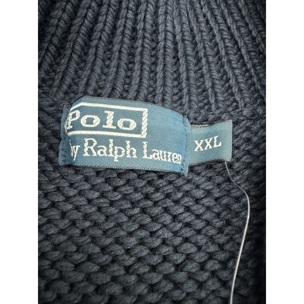 Polo Ralph Lauren Men's XXL Navy Blue Shawl Collar Toggle Cardigan Knit Sweater